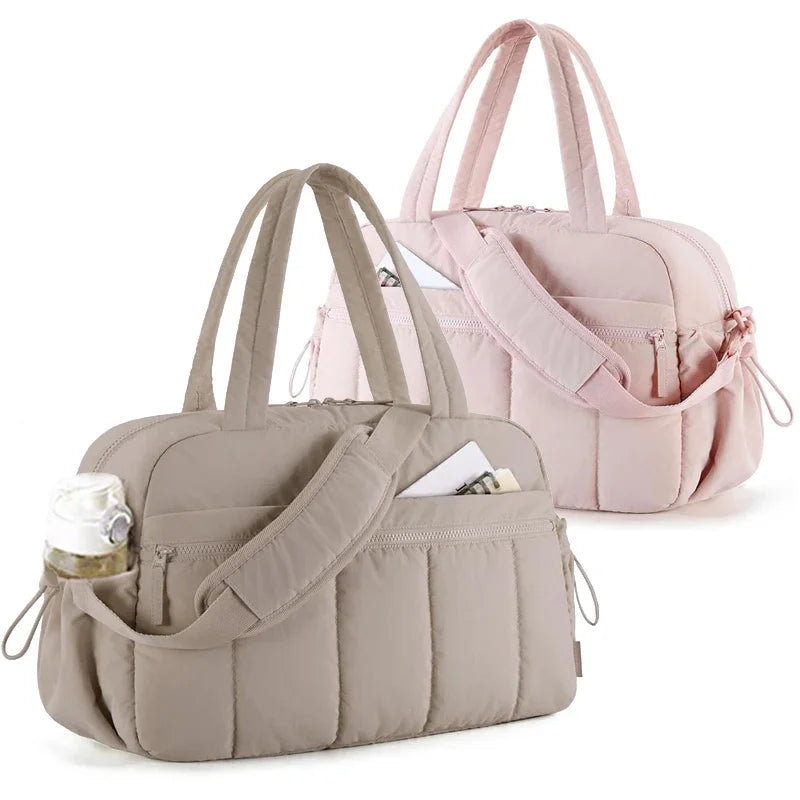 Sac à langer matelassé rose et kaki